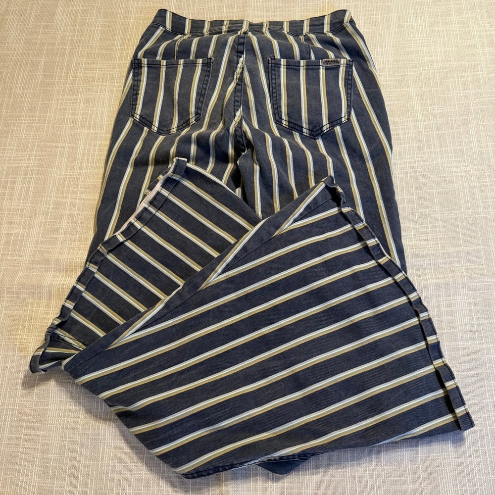 Rock & Roll Denim Bargain Button Bell Striped Flare Jeans Blue 27x34